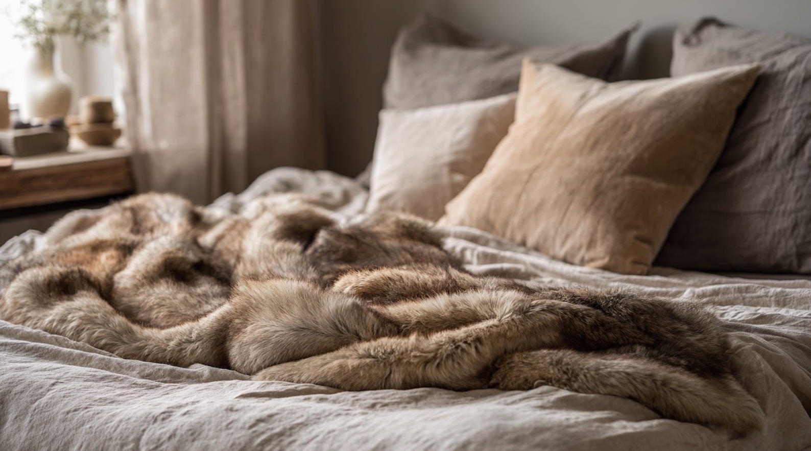 Plaids texturés et coussins chaleureux dans un salon toulousain en hiver